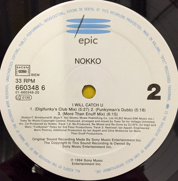 Nokko – I Will Catch U (12", Europe - 1994)