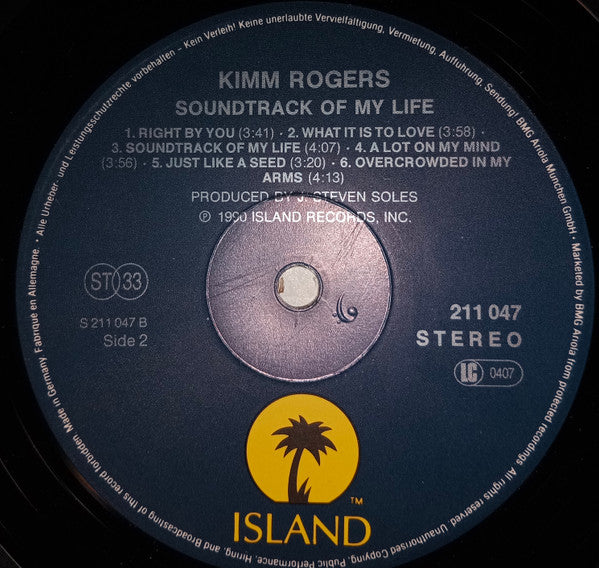 Kimm Rogers – Soundtrack Of My Life (LP, Album, Germany - 1990)