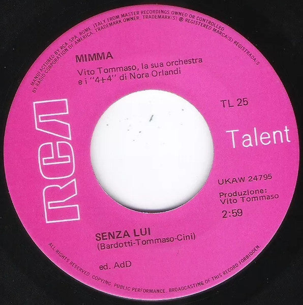Mimma – Goodbye / Senza Lui (7", Italy - 1969)