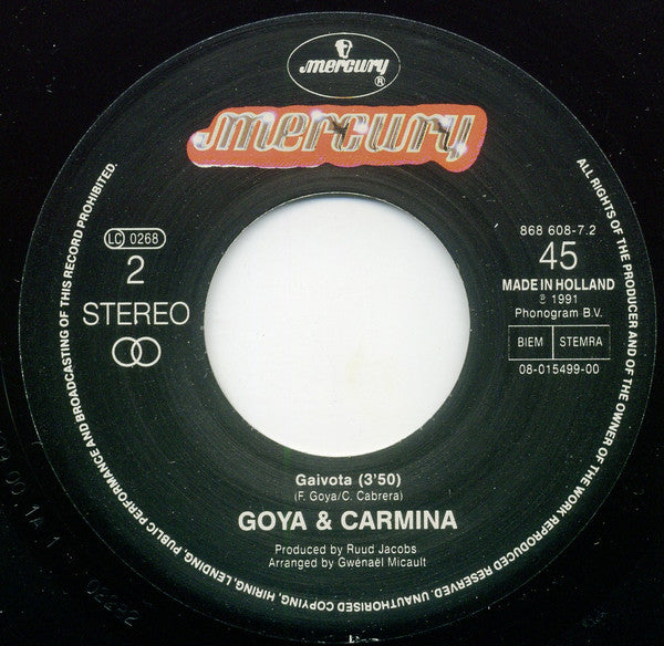 Goya & Carmina – Wa, Ya, Yay (7", Netherlands - 1991)