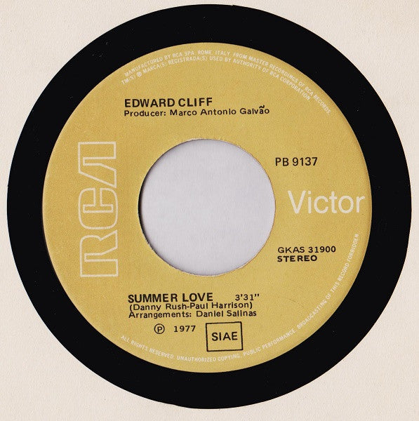 Edward Cliff – Summer Of Love / There Will Be Another World (7", Italy - 1977)