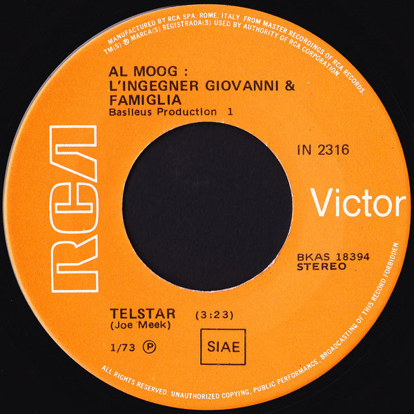 L'Ingegner Giovanni & Famiglia – Telstar / Solaris (I Will Return) (7", Italy - 1973)