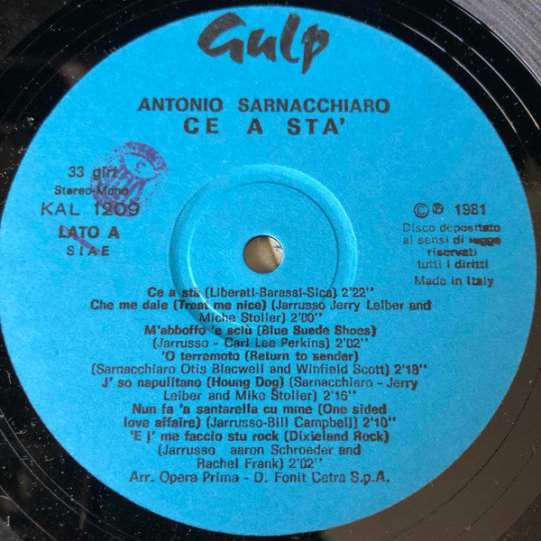 Antonio Sarnacchiaro – Ce A Stà (LP, Album, Italy)
