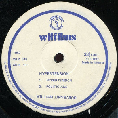 William Onyeabor – Hypertension (LP, Album, Nigeria - 1982)