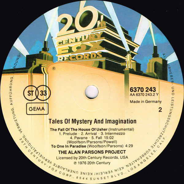The Alan Parsons Project – Tales Of Mystery And Imagination (LP, Album, Reissue, Germany)