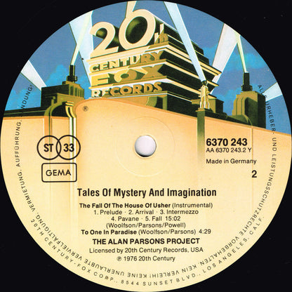 The Alan Parsons Project – Tales Of Mystery And Imagination (LP, Album, Reissue, Germany)