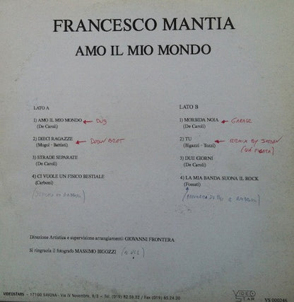 Francesco Mantia – Amo Il Mio Mondo (LP, Album, Italy)