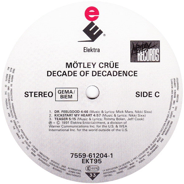 Mötley Crüe – Decade Of Decadence '81-'91 (LP, Compilation, Europe - 1991)