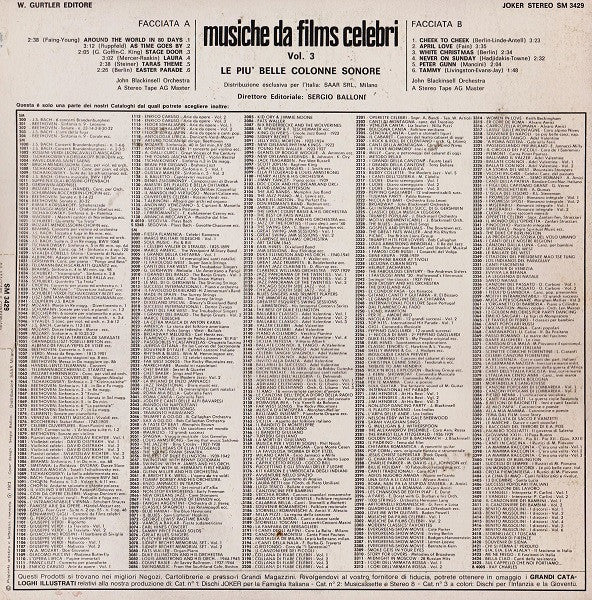 John Blackinsell Orchestra – Le Più Belle Colonne Sonore (LP, Italy - 1973)