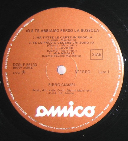 Piero Ciampi – Io E Te Abbiamo Perso La Bussola (LP, Italy - 1973)
