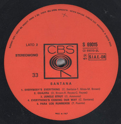 Santana – Santana (LP, Album, Italy - 1971)