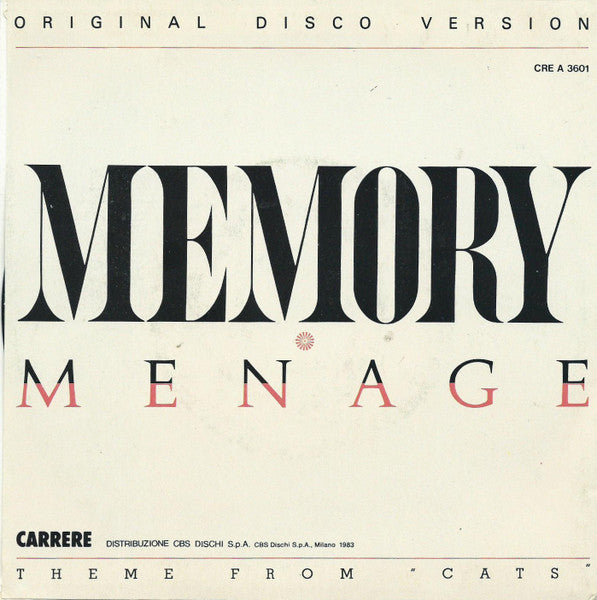 Menage (2) – Memory (7", Italy - 1983)
