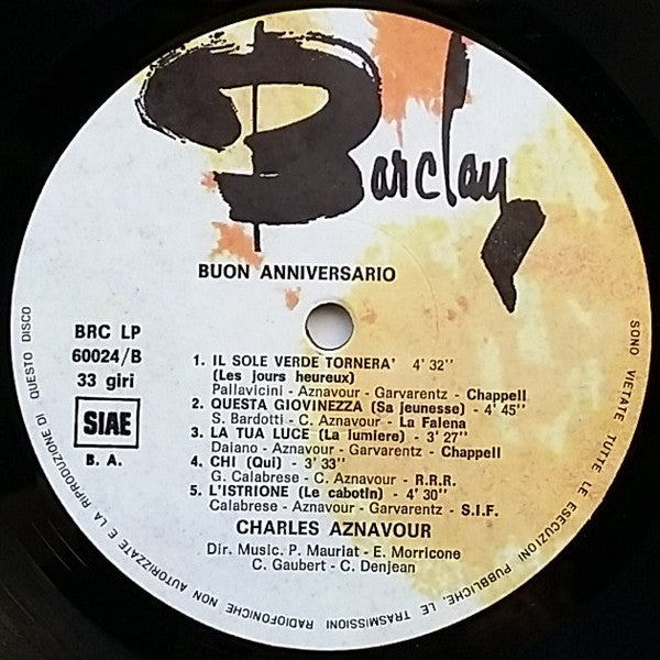Charles Aznavour – Quando La Canzone È Arte - Buon Anniversario Aznavour... L'Amore (LP, Compilation, Italy - 1971)