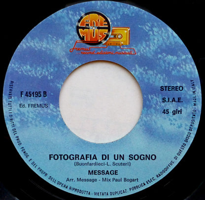 Message (8) – Notte / Fotografia Di Un Sogno (7", Italy - 1984)