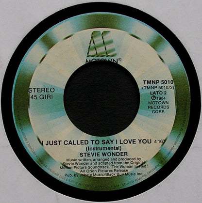 Stevie Wonder – I Just Called To Say I Love You (7", Italy - 1984)