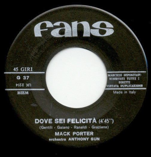 Mack Porter – Dove Sei Felicità (7", Italy - 1969)