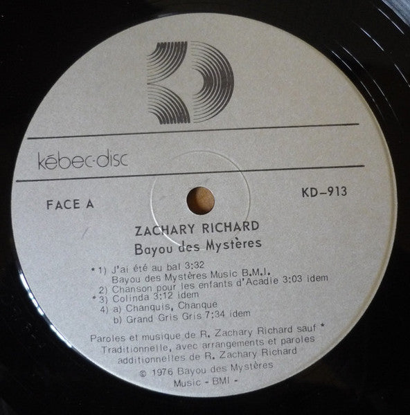 Zachary Richard – Bayou Des Mystères (LP, Album, Reissue, Canada - 1976)