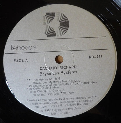 Zachary Richard – Bayou Des Mystères (LP, Album, Reissue, Canada - 1976)