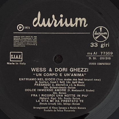 Wess And Dori Ghezzi – Un Corpo E Un'Anima (LP, Album, Italy - 1975)