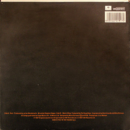 Pet Shop Boys – Rent (7", Italy - 1987)