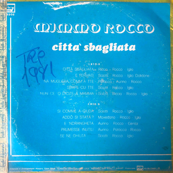 Mimmo Rocco – Città Sbagliata (LP, Album, Italy - 1981)