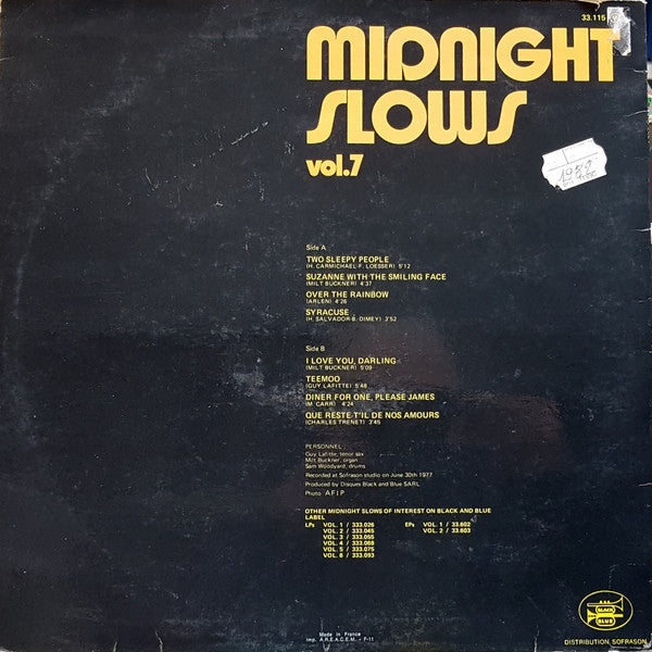 Milt Buckner, Guy Lafitte, Sam Woodyard – Midnight Slows Vol.7 (LP, Album, France - 1977)