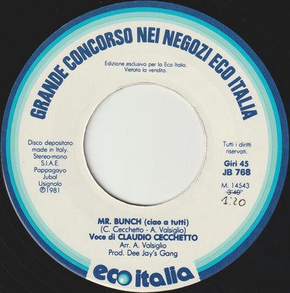 Claudio Cecchetto – Ska' Chou Chou! Voltare! Mr. Bunch! (7", Italy - 1981)