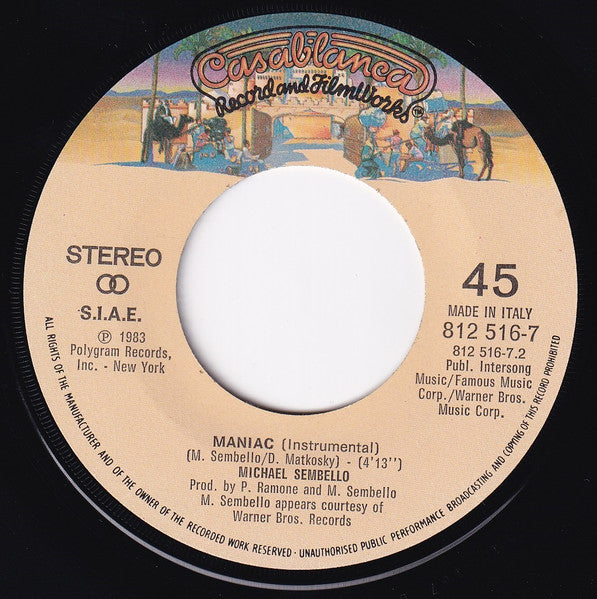 Michael Sembello – Maniac (7", Italy - 1983)