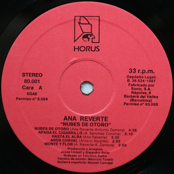 Ana Reverte – Nubes De Otoño (LP, Album, Spain - 1987)