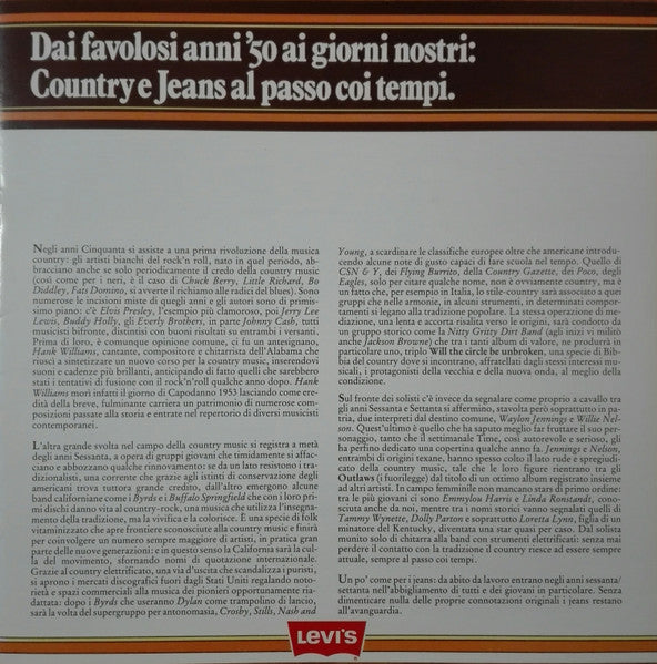 Various – Levi's In Concerto (Country Music) (LP, Compilation, Italy - 1982)