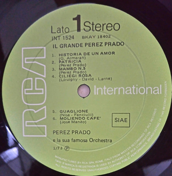 Perez Prado And His Orchestra – Il Grande Perez Prado E La Sua Famosa Orchestra (LP, Compilation, Italy - 1972)