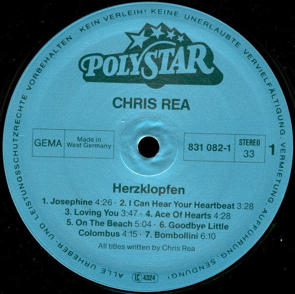 Chris Rea – Herzklopfen (LP, Compilation, Germany - 1986)