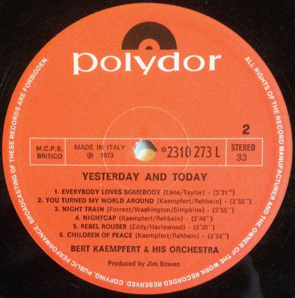 Bert Kaempfert & His Orchestra – Yesterday And Today (LP, Italy - 1973)