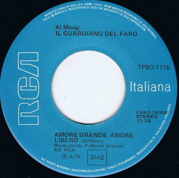 Il Guardiano Del Faro – Amore Grande Amore Libero (7", Italy - 1975)