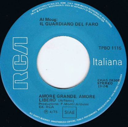 Il Guardiano Del Faro – Amore Grande Amore Libero (7", Italy - 1975)
