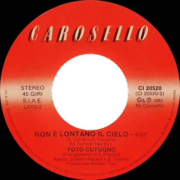 Toto Cutugno – Un'Estate Con Te (7", Italy - 1983)