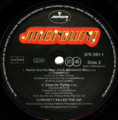 Curiosity Killed The Cat – Name And Number (12", Europe - 1989)