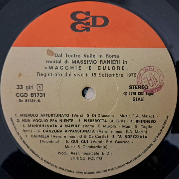 Massimo Ranieri – Macchie 'E Culore (LP, Album, Italy - 1976)