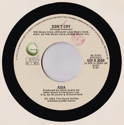 Asia (2) – Don't Cry (7", Italy - 1983)