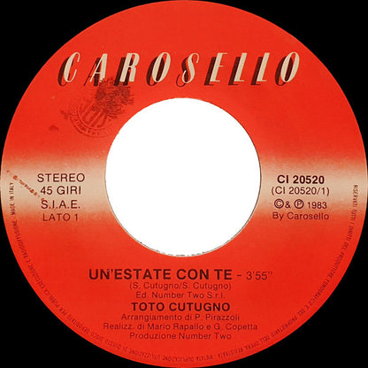 Toto Cutugno – Un'Estate Con Te (7", Italy - 1983)