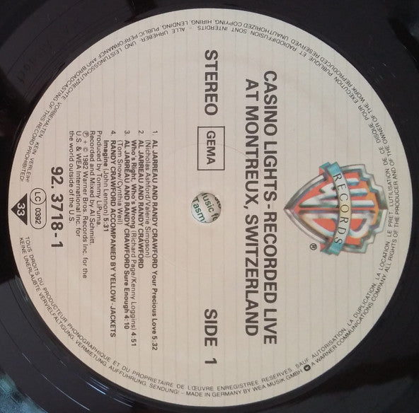 Various – Casino Lights - Recorded Live At Montreux, Switzerland  (LP, Compilation, Germany - 1982)