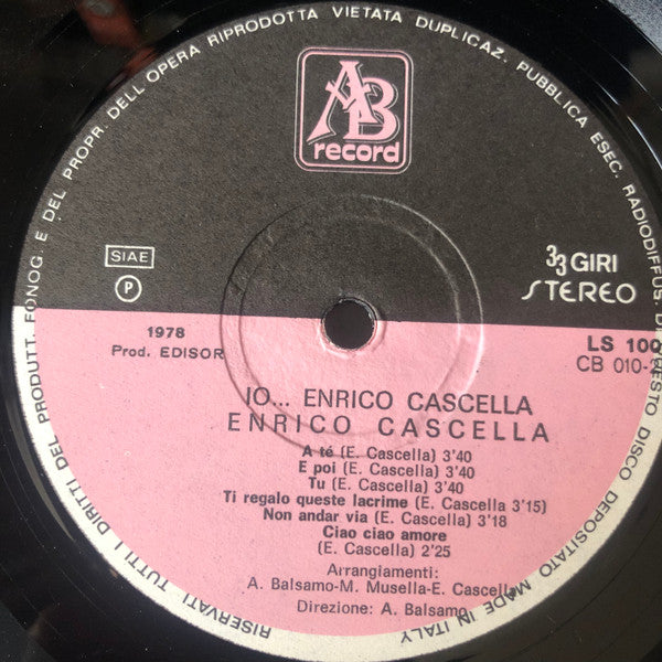 Enrico Cascella – Io... Enrico Cascella  (LP, Album, Italy - 1978)