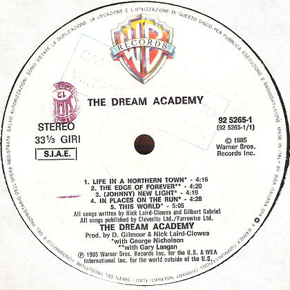 The Dream Academy – The Dream Academy (LP, Album, Italy - 1985)