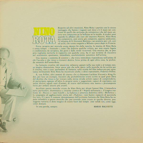 Nino Rota – Musiche Da Film (LP, Album, Italy - 1973)