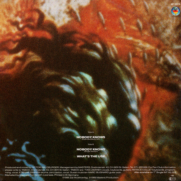 Taboo (17) – Nobody Knows (12", Germany - 1988)