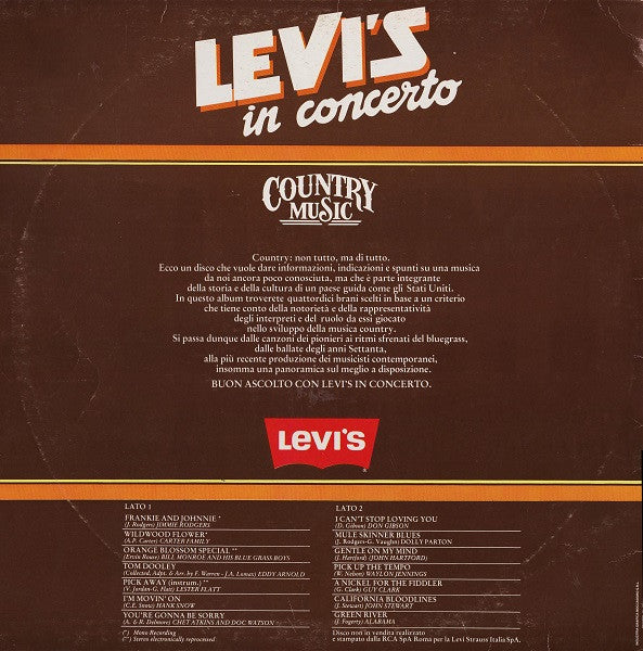 Various – Levi's In Concerto (Country Music) (LP, Compilation, Italy - 1982)