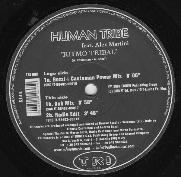Human Tribe, Alex Martini (2) – Ritmo Tribal (12", Italy - 2002)