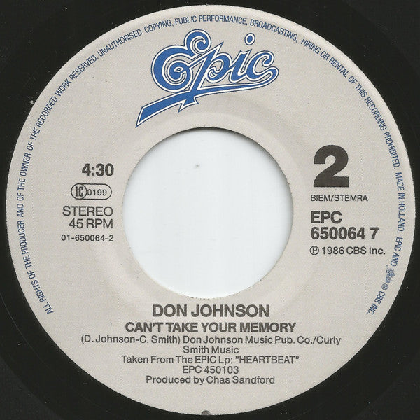 Don Johnson – Heart Beat (7", Europe - 1986)