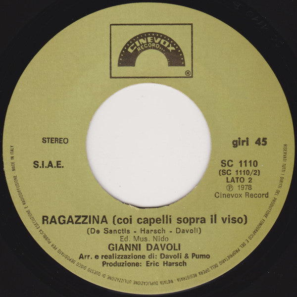 Gianni Davoli – Amore E Favole / Ragazzina (Coi Capelli Sopra Il Viso) (7", Italy - 1978)