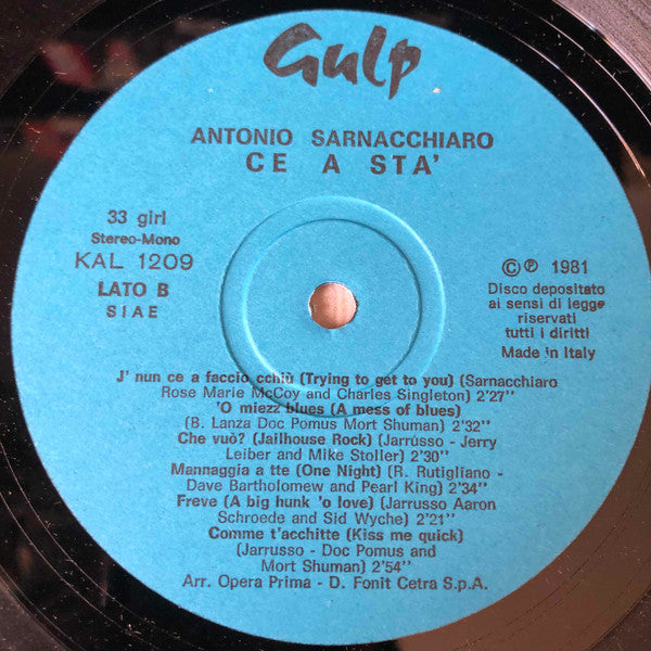 Antonio Sarnacchiaro – Ce A Stà (LP, Album, Italy)